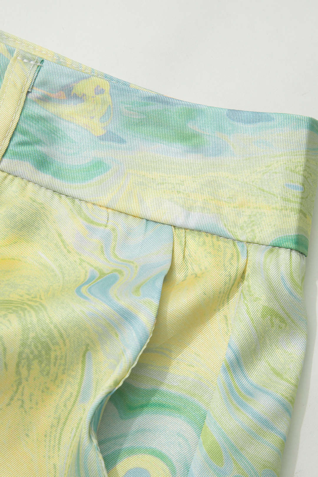Pantalón Recto Largo de Talle Alto con Estampado de Mármol