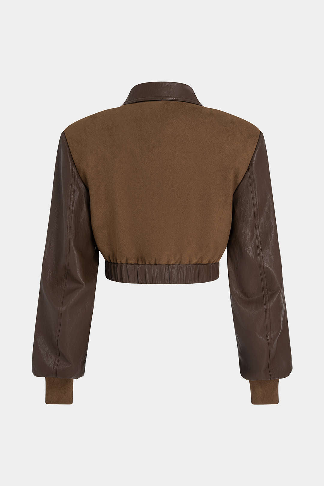 Chaqueta de Polipiel con Patchwork de Ante y Cremallera