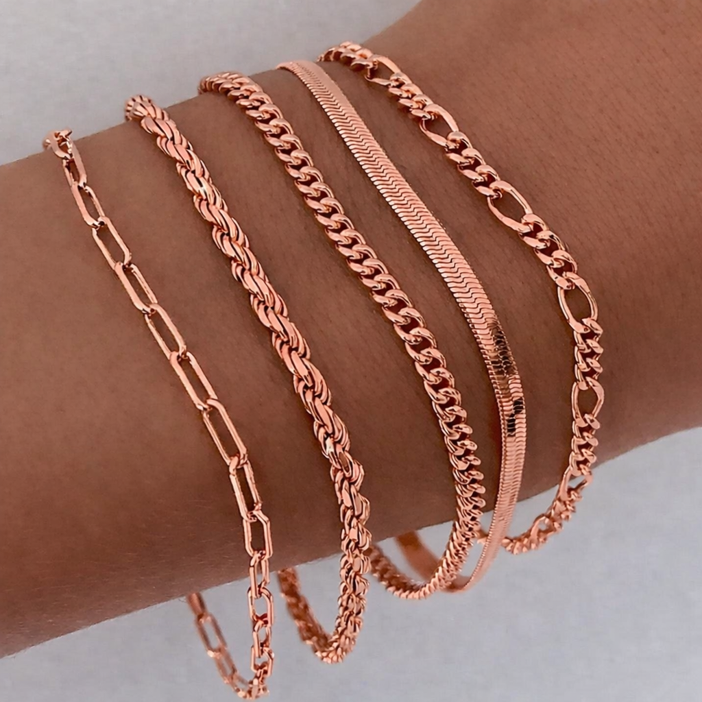 Set di 5 Bracciali Ellis da Donna · Oro, Argento e Oro Rosa