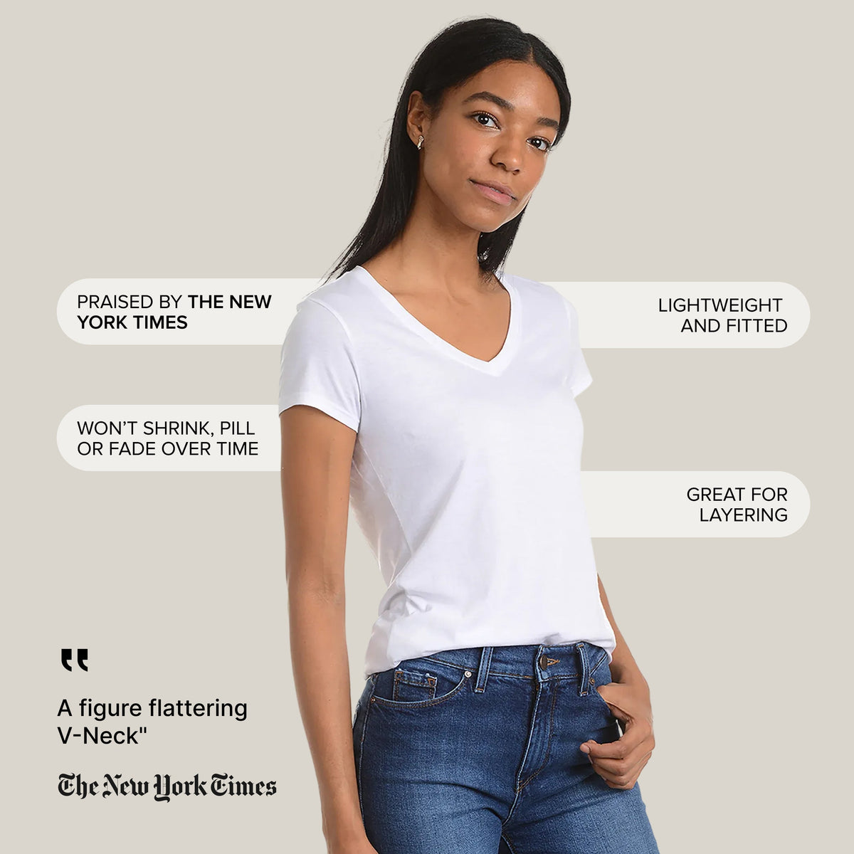 Camiseta Marcy entallada con cuello en V