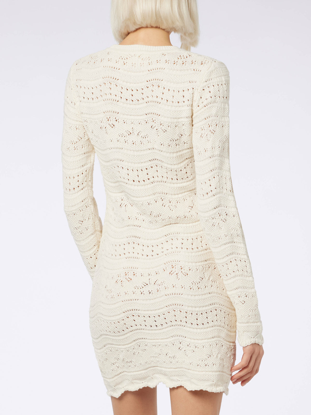 Vestido Imany de algodón texturizado color blanco roto