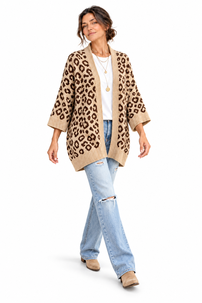 Cardigan in Maglia Leopardato