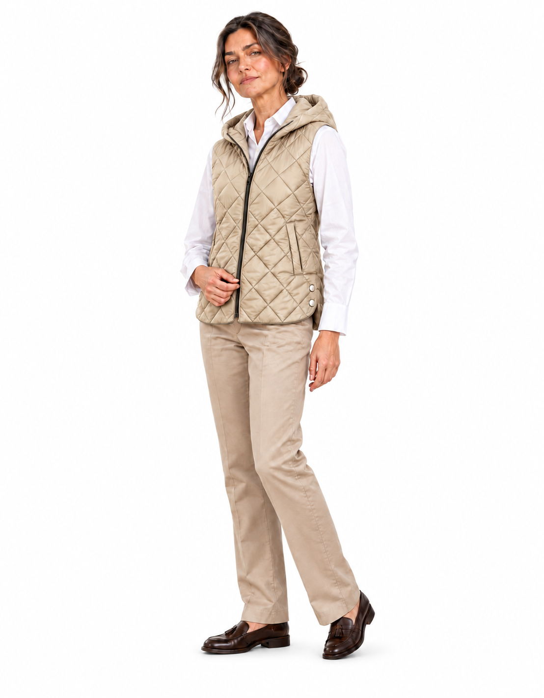 Gilet Lungo Trapuntato con Cappuccio