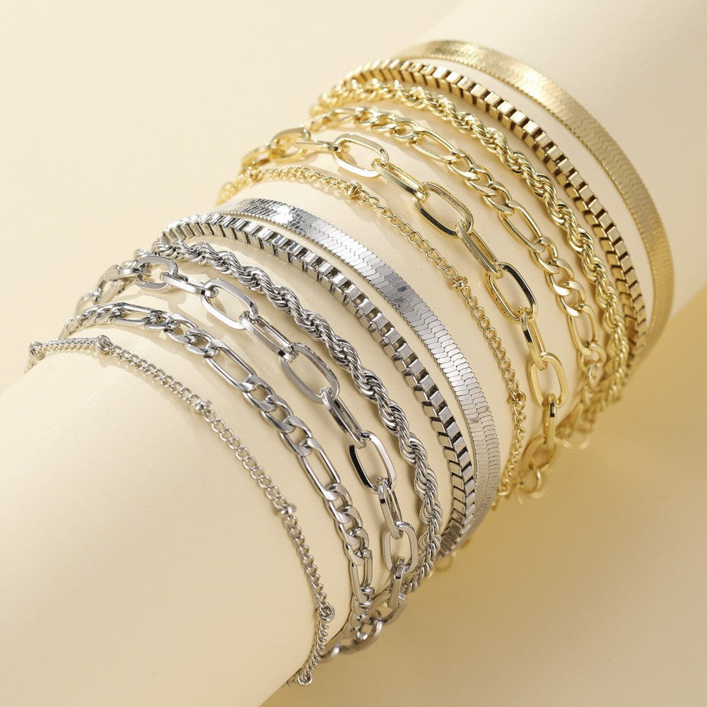 Set di 5 Bracciali Ellis da Donna · Oro, Argento e Oro Rosa
