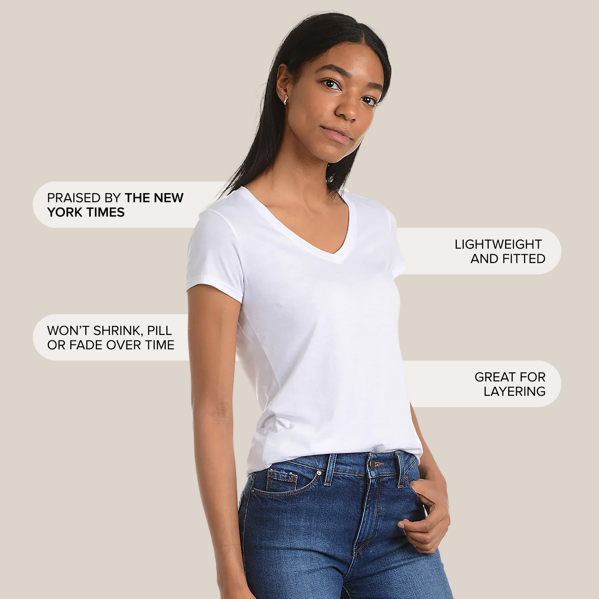 Camiseta Marcy entallada con cuello en V
