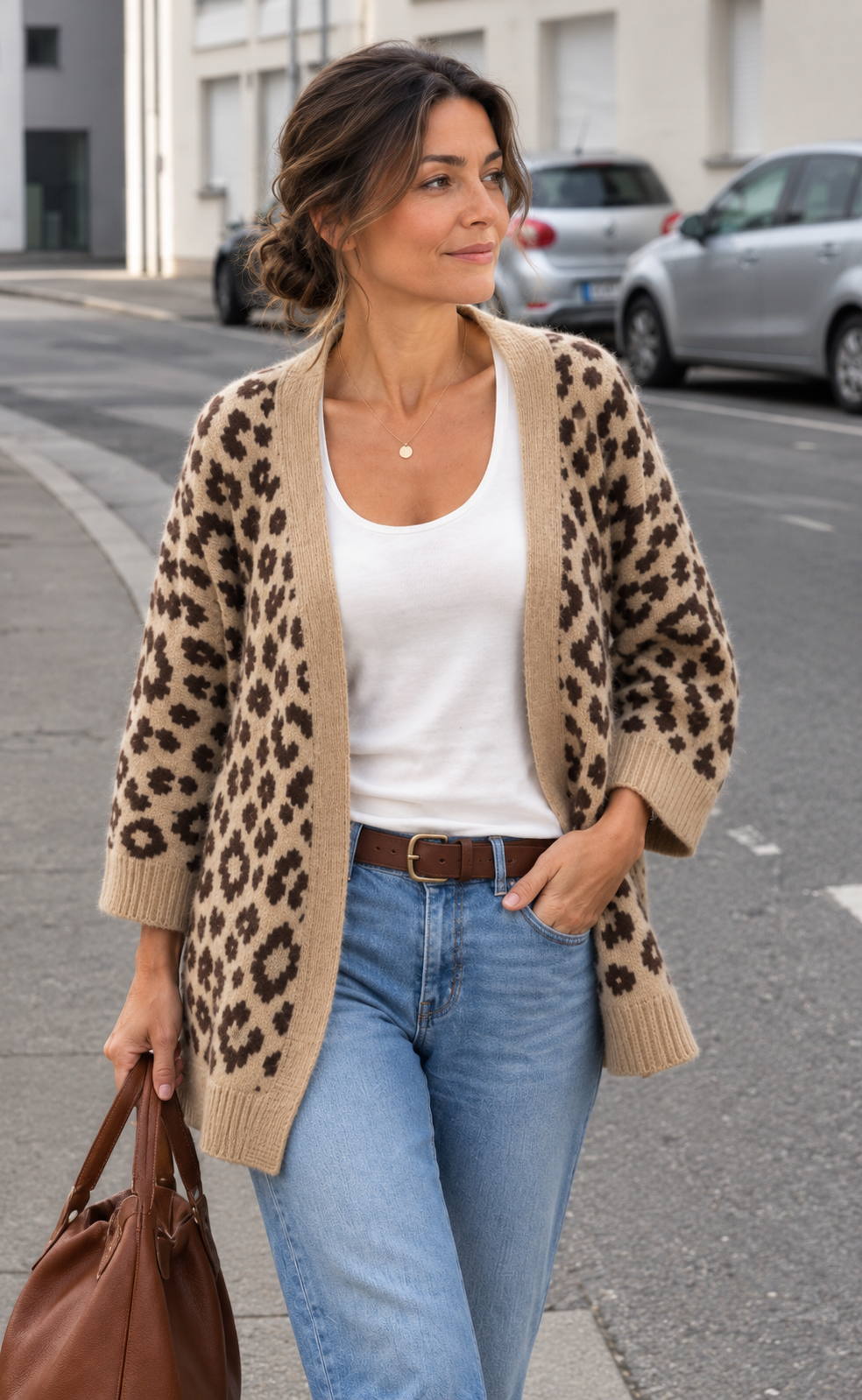 Cardigan in Maglia Leopardato