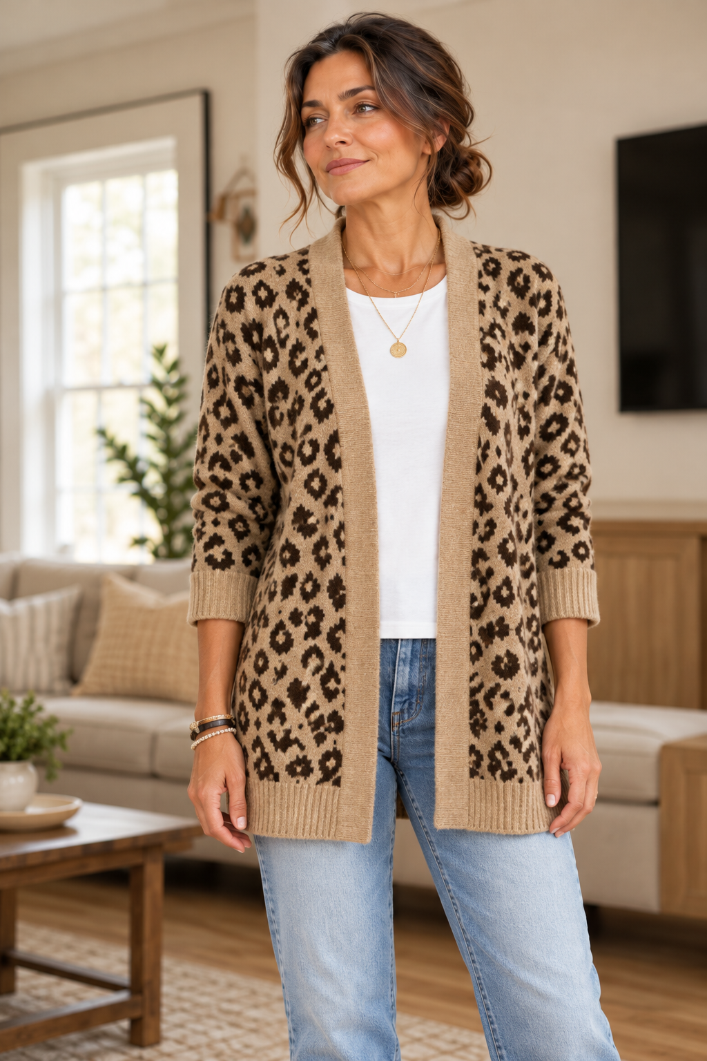 Cardigan in Maglia Leopardato