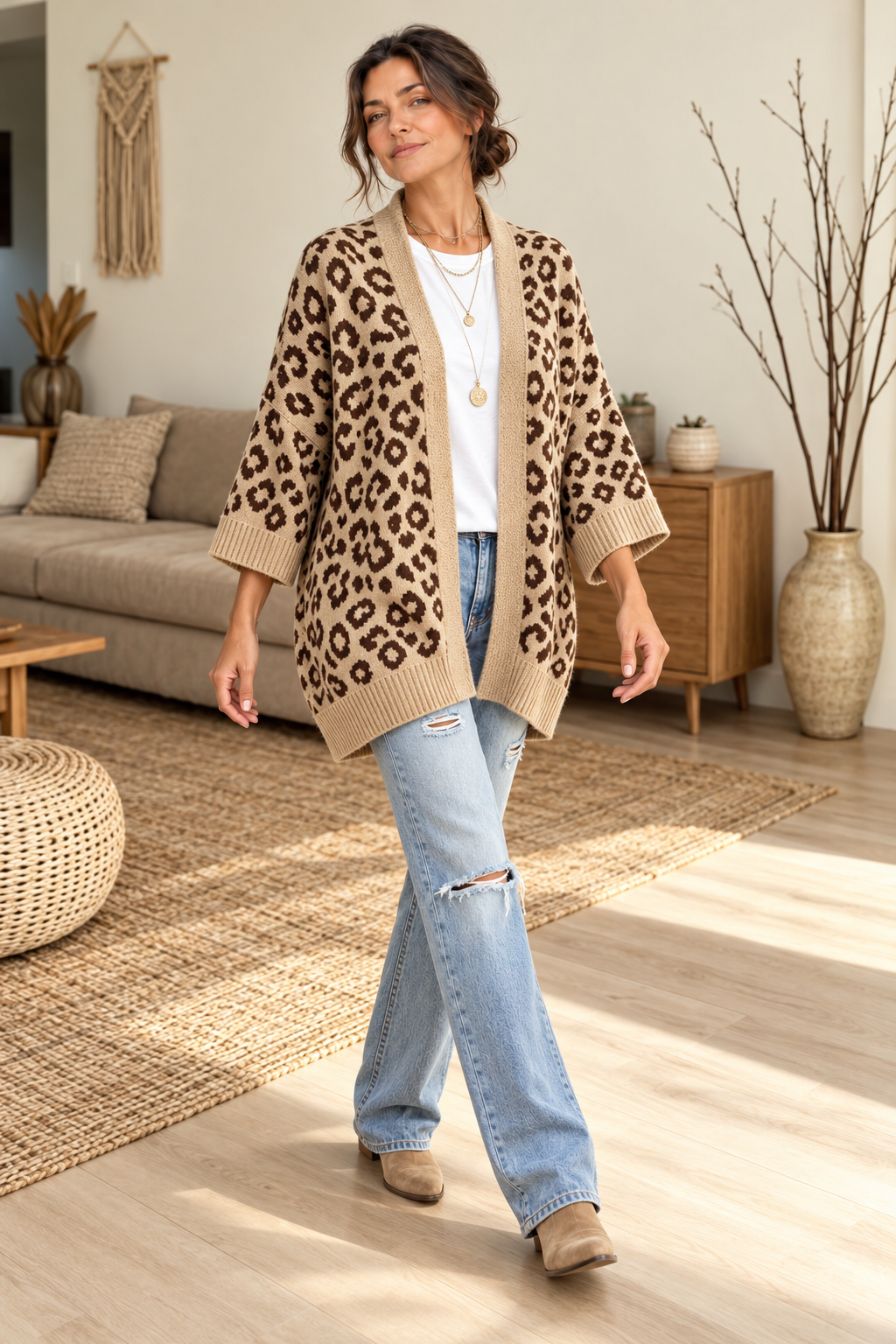 Cardigan in Maglia Leopardato