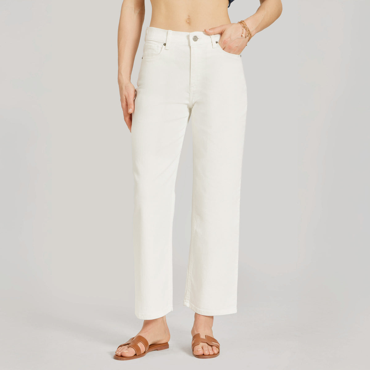 Jeans Mercer de tiro alto, tobilleros y de pierna recta