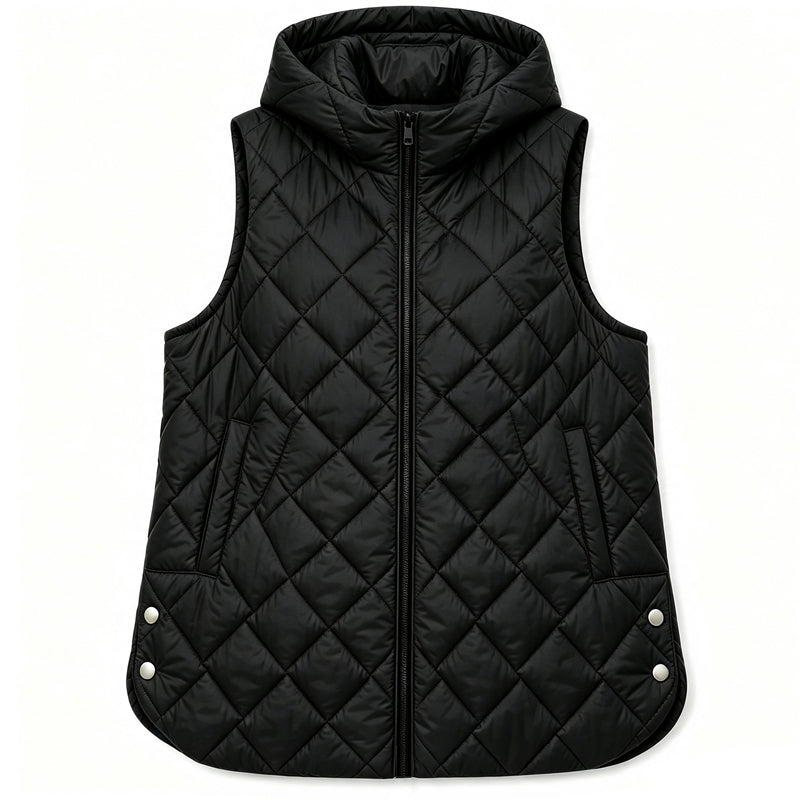 Gilet Lungo Trapuntato con Cappuccio