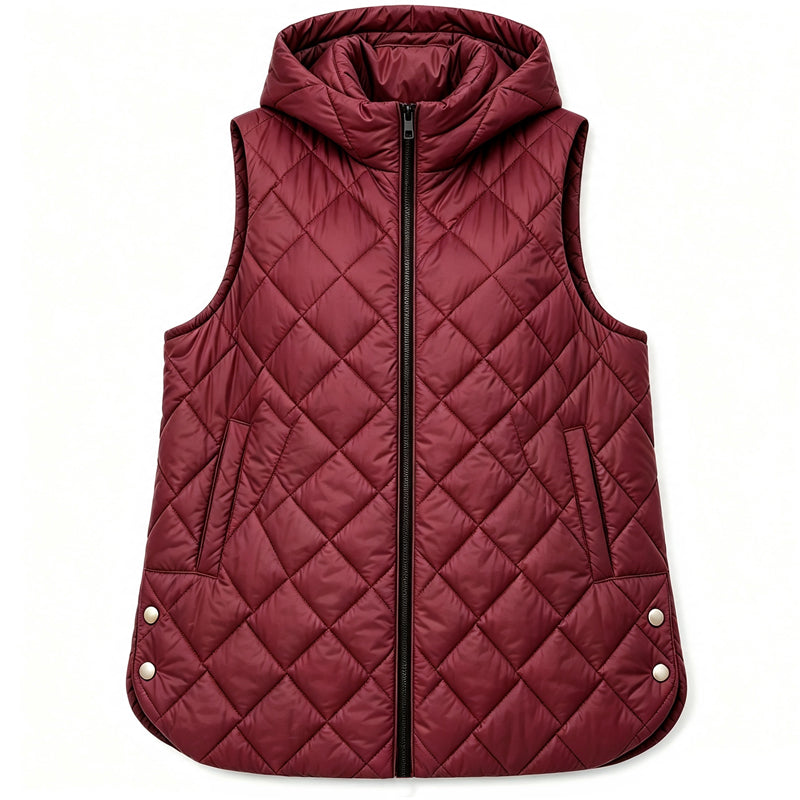 Gilet Lungo Trapuntato con Cappuccio